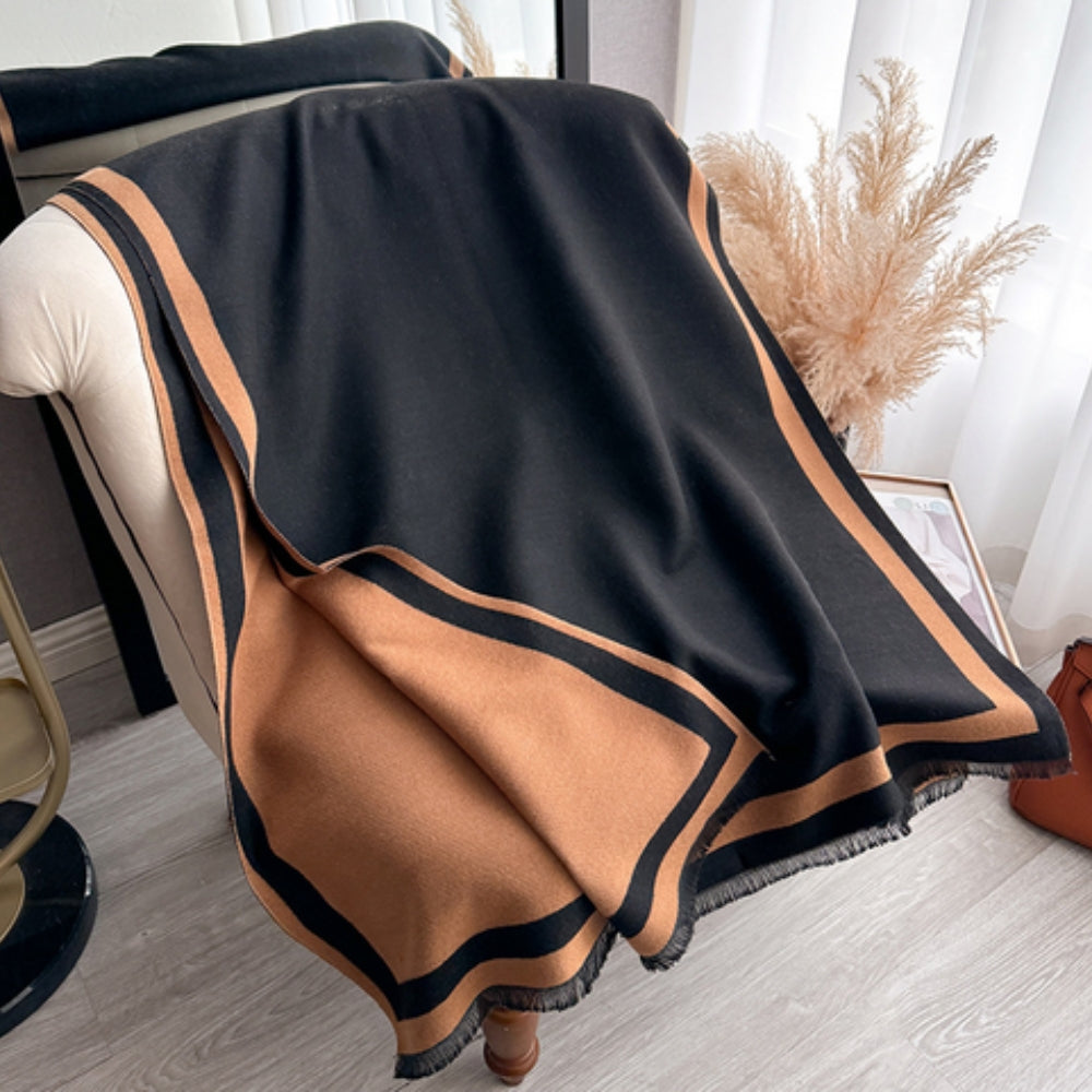 Lisslune | Savéra Striped Double-Sided Poncho Scarf