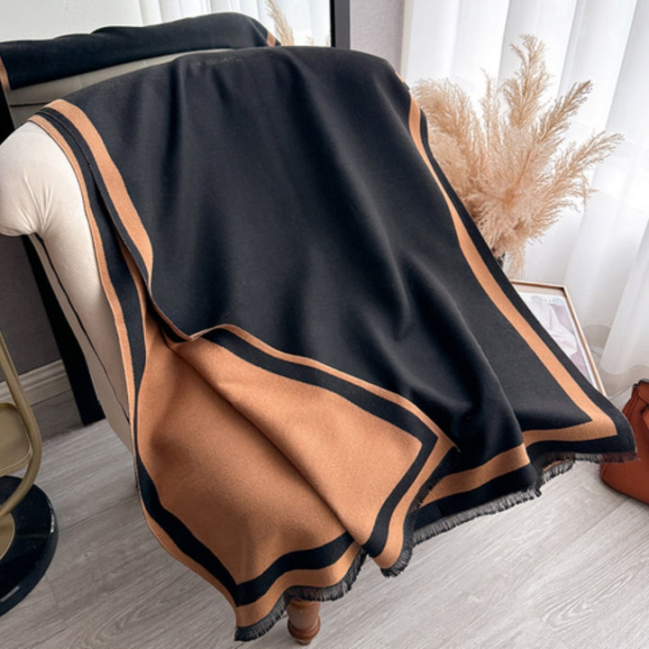 Lisslune | Savéra Striped Double-Sided Poncho Scarf