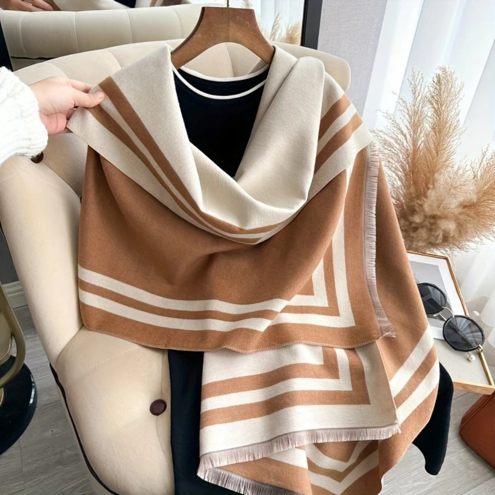 Lisslune | Savéra Striped Double-Sided Poncho Scarf