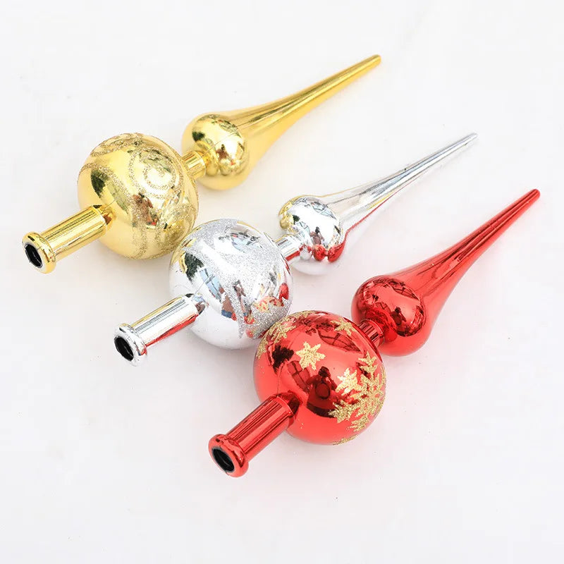 Rynx Christmas Tree Topper 23cm Red Gold Silver Top Shaped Ornament Decorations for Home Christmas Noël Natal Gift New Year