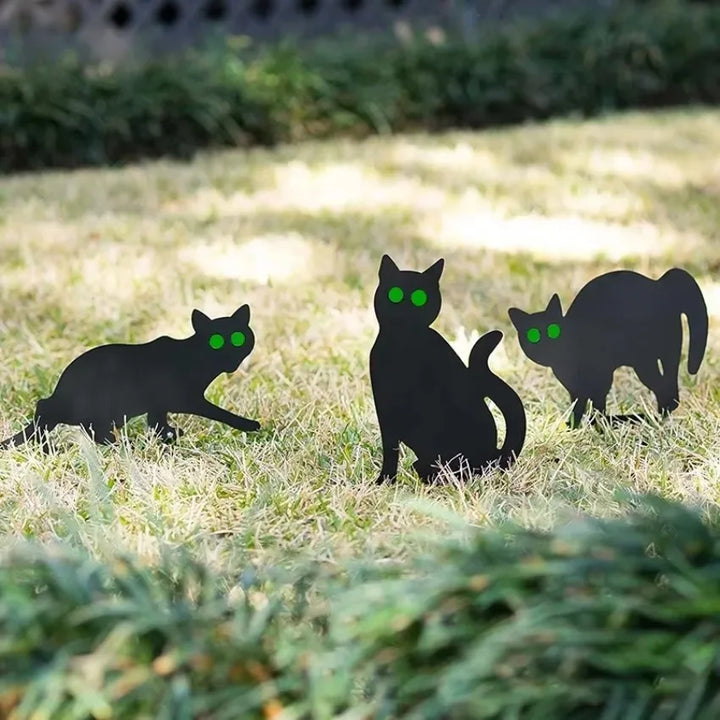 Rynx | 3 Pieces Simulation Black Cat Decoration Sign Halloween Theme Card Outdoor Garden Yard Decor Props Miniatures
