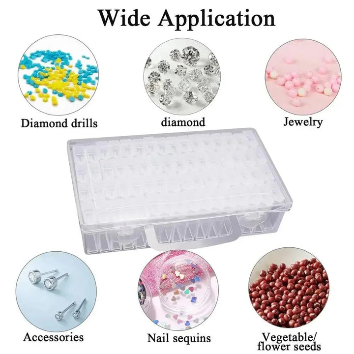 Lisslune | Deluxe 64-Compartment Diamond Painting Bead Storage Organizer with Labels