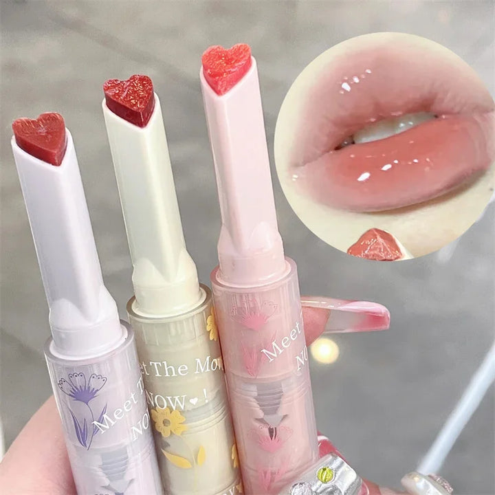 Rynx | Jelly Tint Mirror Lipstick Lip Gloss Non-sticky Cup Mirror Lip Color Heart-shaped Lipstick Moisturizing Lip Gloss Long-lasting