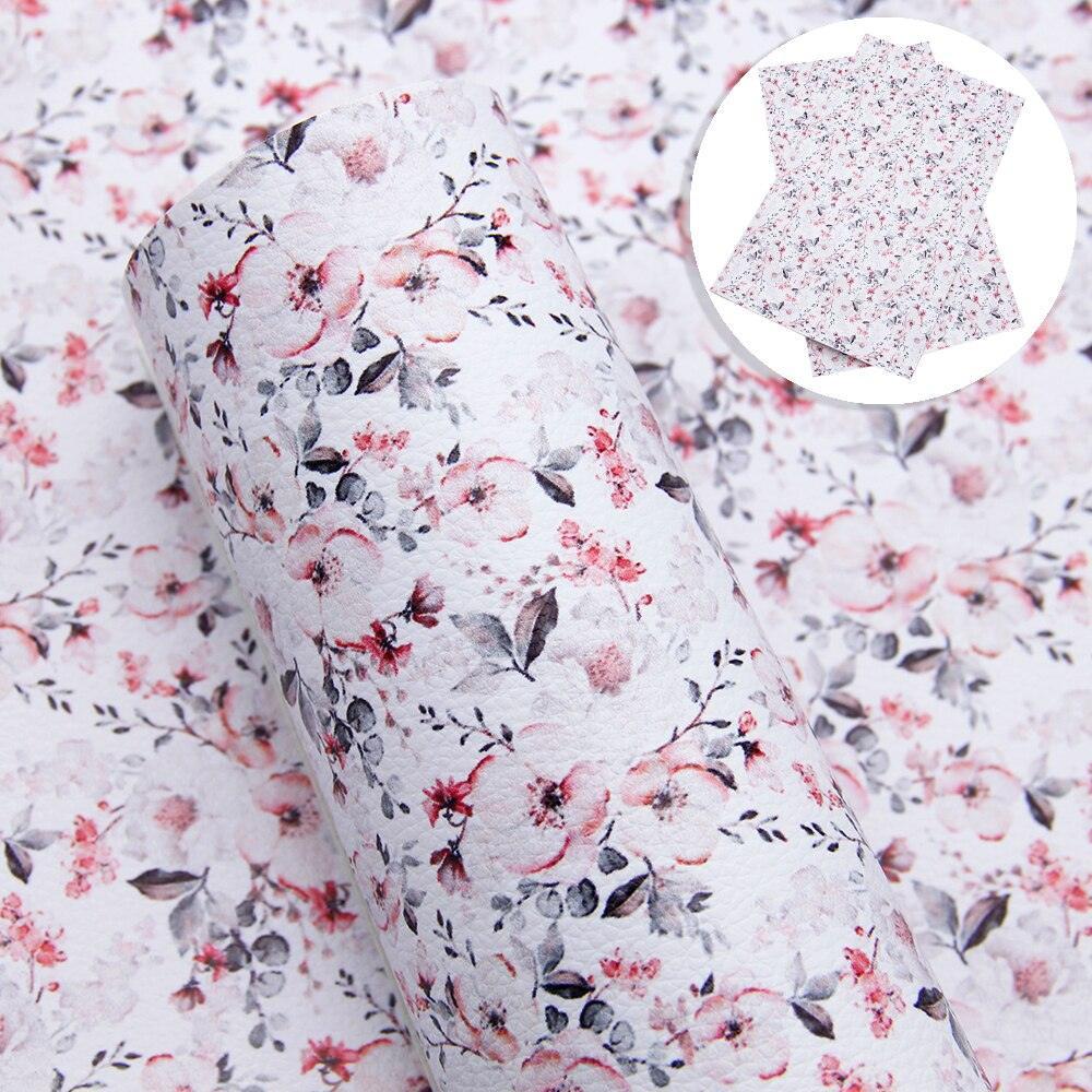 Lisslune | Floral Lychee Blossom Synthetic Leather Crafts Sheet - 20x33cm