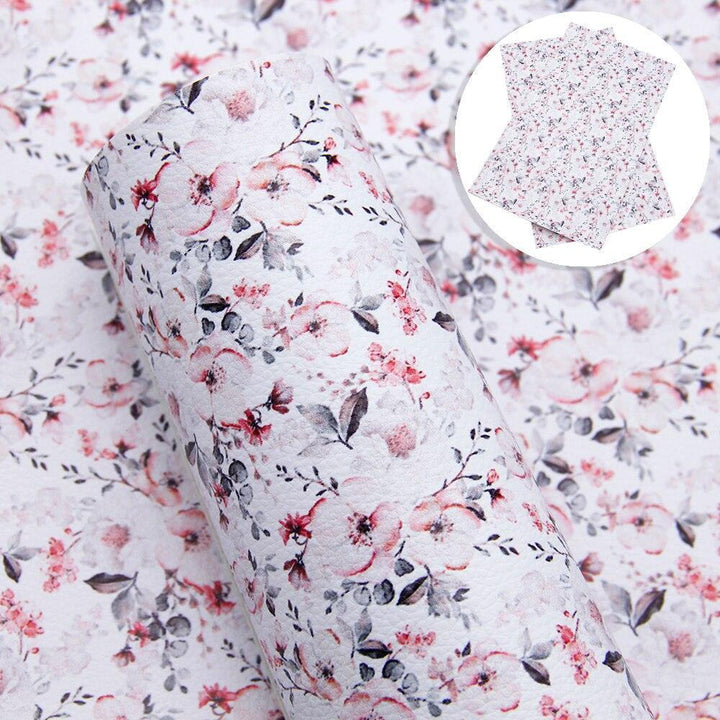 Lisslune | Floral Lychee Blossom Synthetic Leather Crafts Sheet - 20x33cm
