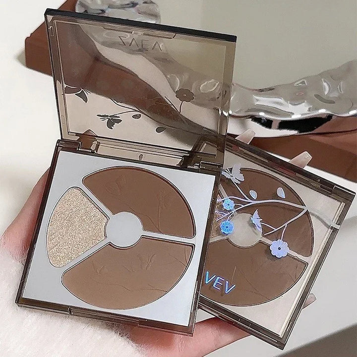 Rynx | 3 Colors Matte Brown Highlighter Face Contour Palette Waterproof Long-lasting Glitter Contour Powder Makeup Bronzer Cosmetics