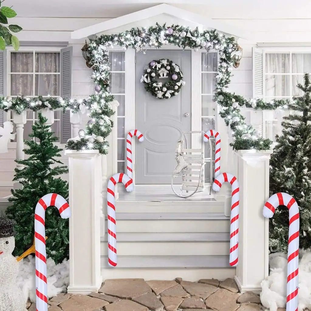 Lisslune | CandyFest Inflatable Christmas Candy Canes – Set of 4 PVC Decorations of 87 cm
