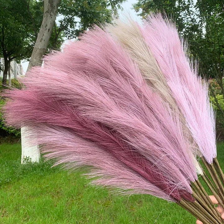 Lisslune | 5 pieces 100 cm Artificial Pampas Grass Dried Flower Bouquet Wedding Party Decoration Home Room DIY Artificial Plants Decoration Supplies