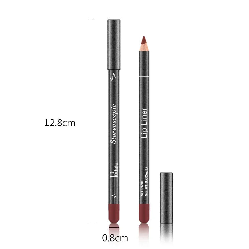 Rynx | 12 pieces/set waterproof lipstick pencil nude matte lip liner moisturizing long-lasting lip contour pencil professional makeup pencils