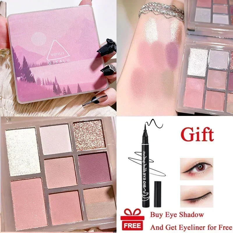 Rynx | Cement Gray Black Eyeshadow Palette Makeup Eyes Glitter Contour Pigments Palette Pearly Shine Fashion Korean Eyeshadow Makeup