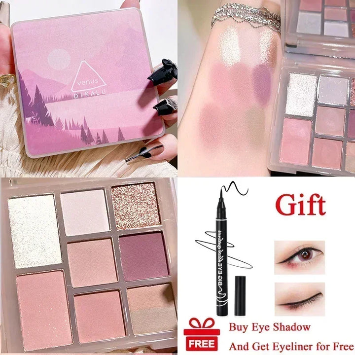 Rynx | Cement Gray Black Eyeshadow Palette Makeup Eyes Glitter Contour Pigments Palette Pearly Shine Fashion Korean Eyeshadow Makeup