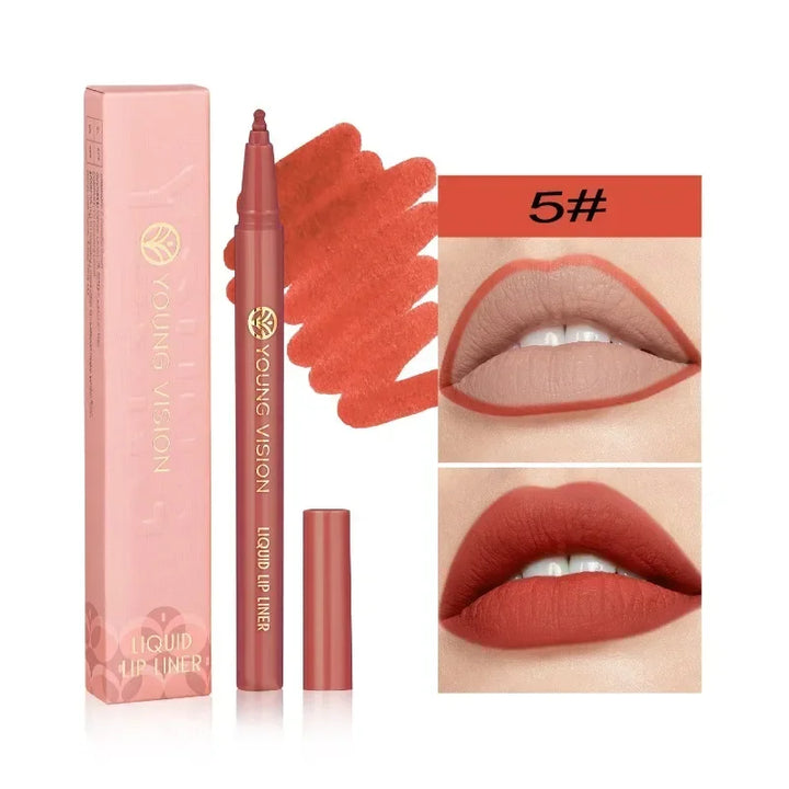 Lisslune | Mattes Flüssig-Lippenkonturenstift Schwammspitzen Lippenkonturenstift Nude Pink Lippenstiftstift Lang anhaltende Samt Schnell trocknende Lippenlack Feuchtigkeitsspendender Lippenstift