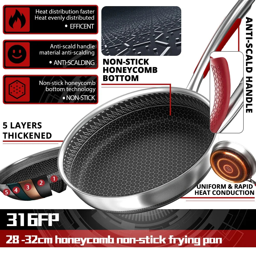 Lisslune | Safe Cook Nonstick Antibacterial Stainless Steel Pan