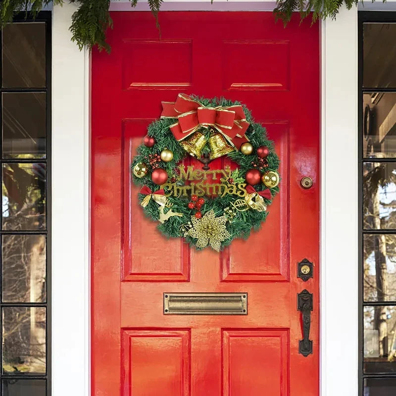 Rynx 30cm Christmas wreath Xmas door garland hanging ornaments Merry Christmas decoration for home New Year Navidad door hanger
