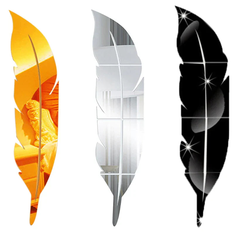 Lisslune | 3D Feather Art Mirror Wall Sticker
