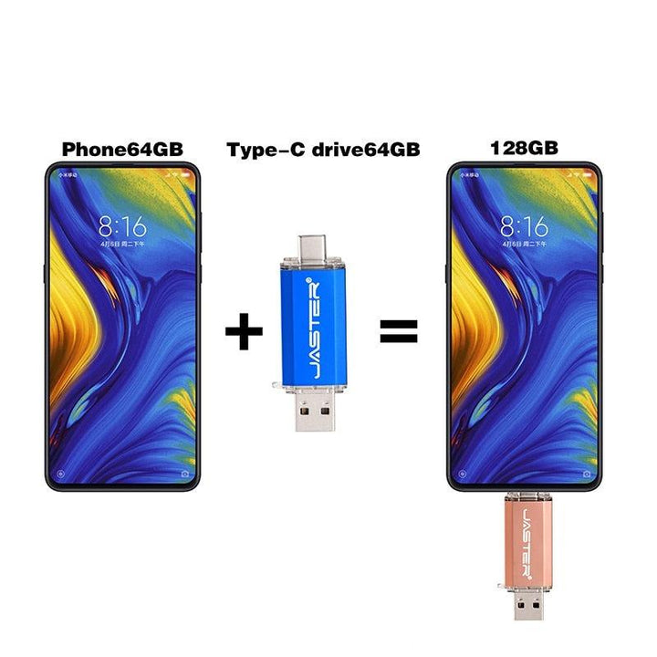 Lisslune | Premium 2-in-1 Type-C USB Flash Drive - Golden Metal Design with High-Speed Data Transfer and Enhanced Security