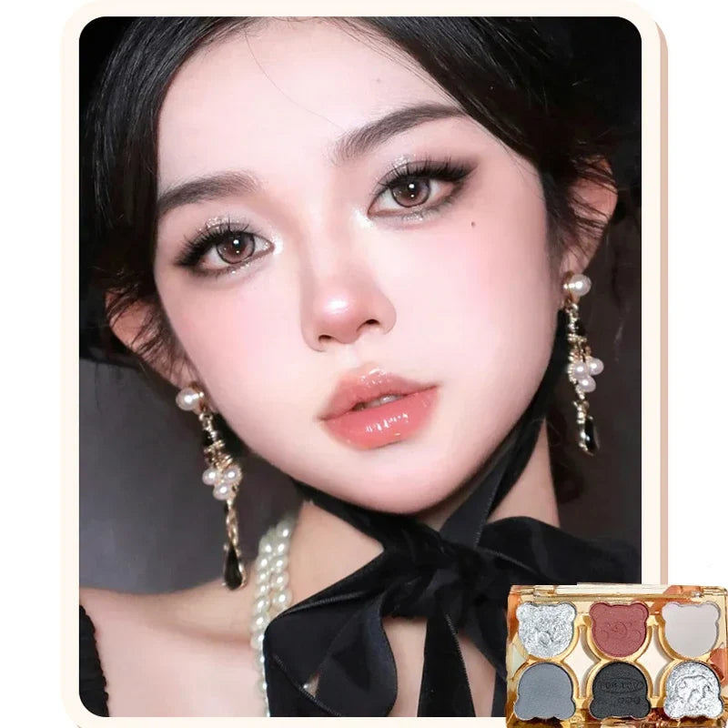 Rynx | 6 Colors Eyeshadow Palette Iris Purple Glitter Pearlescent Eyeshadow Palette Fashion Korean Shimmering Eyeshadow Charming Eye Makeup