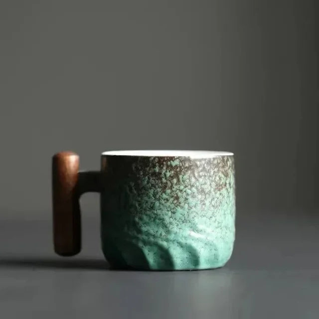 Lisslune | Handmade ceramic coffee mug with wooden handle
