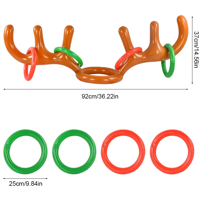 Rynx Inflatable Christmas Reindeer Antler Hat Ring Toss Fun Family Game Kids Gift Toy Christmas Party Supplies 2024 Christmas Decoration
