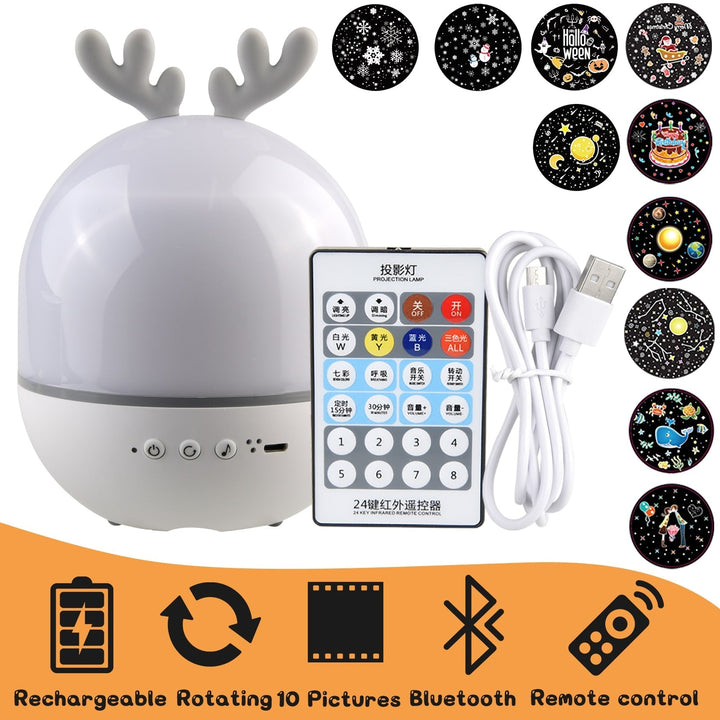 Lisslune | Rotating Deer Music Star Projector Night Lamp
