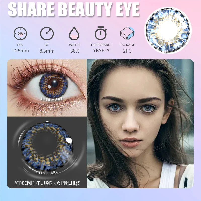 Rynx | 1 Pair Colored Contact Lenses for Eyes Cosplay Lenses for Eyes Blue Contact Lenses Fashion Brown Eye Lens Beauty Makeup