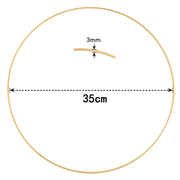 Rynx Gold Metal Flower Ring Hoop with Wood Base for Wedding Party Table Centerpiece Decoration Artificial Flower Garland DIY Wreath