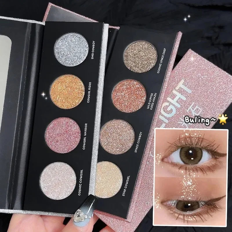 Rynx | 4 Colors Diamond Highlighter Palette Glitter Shimmer Eyeshadow Silver Moonlight Brightening Lies Silk Moth Face Makeup Korean