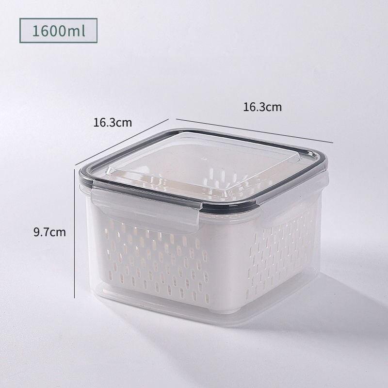 Lisslune | Refrigerator Storage Container with Draining Tray and Clear Lid for Organized Fruits and Vegetables