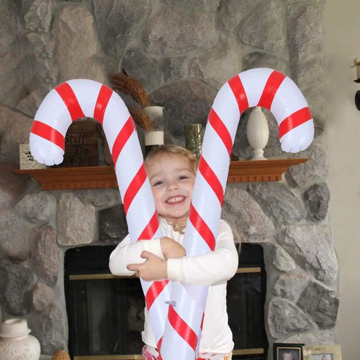 Lisslune | CandyFest Inflatable Christmas Candy Canes – Set of 4 PVC Decorations of 87 cm