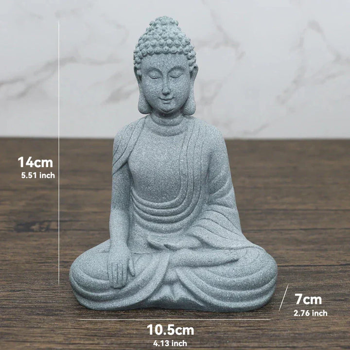 Lisslune | Buddha Stone Statue Small Buddhist Monks Tibetan Buddhism Figures Zen Garden Ornament Meditation Home Aquarium Decoration