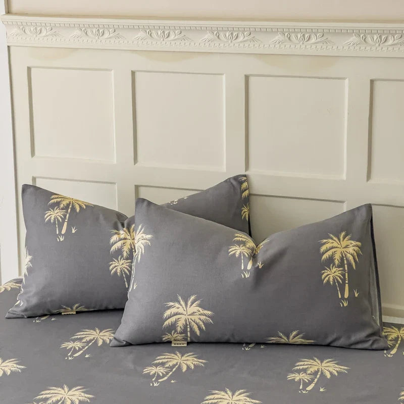 Rynx | 100% Cotton Thickened Pillowcase 48cm*74cm 2 Pieces Beauty Floral Print Pillowcase for Bedroom