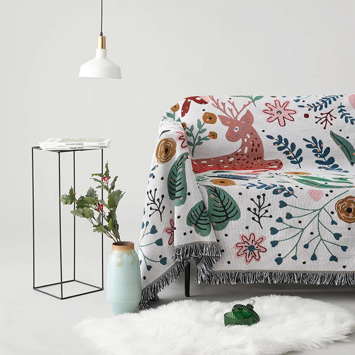 Rynx | Textile City of the Hirschwald Multifunctional Woven Jacquard Blanket Plant Flowers Home Decor Sofa Throw Double-Sided Bedspread