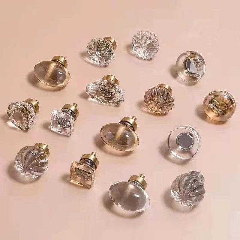 Lisslune | Chic Gold-Base Crystal Glass Knobs for Stylish Kitchen Cabinets and Furniture