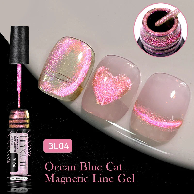 Rynx |5ML Aurora Ocean Blue Liner Gel Polish Nail Art Sparkling Painting Cat Magnetic Gel Semi Permanent UV Gel French Nails
