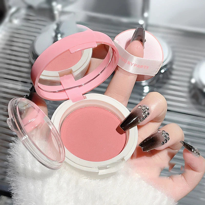Rynx | Air Cushion Rouge Mud Matte Velvet Mist Gentle Cheek Tint Peach Pink Rouge with Puff Blush Korean Alternatives Makeup Women's Cosmetics