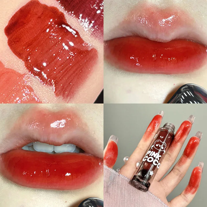 Rynx | New Jelly Mirror Black Tube Lipstick Long-lasting Non-sticky Cup Moisturizing Water Light Lip Balm Korean Lip Makeup Cosmetics 1 Piece