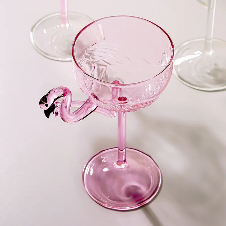Lisslune | Pink Flamingo Cocktail Clear Party Glasses