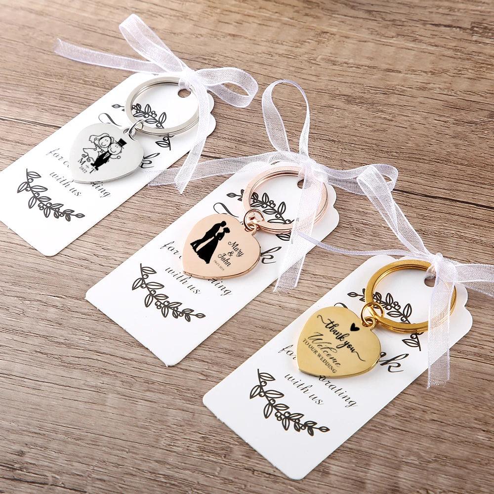 Lisslune | Personalized engraved heart-shaped keychain for weddings - Metal keepsake with names and dates