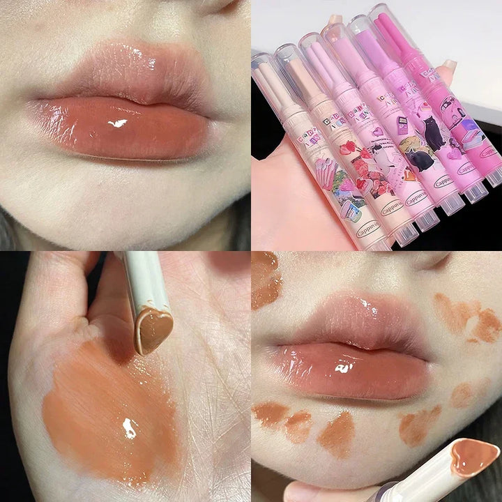 Rynx | Water Light Lip Gloss Tint Clear Mirror Lipstick Waterproof Moisturizing Lipstick Gloss Glitter Lip Balm Women Makeup