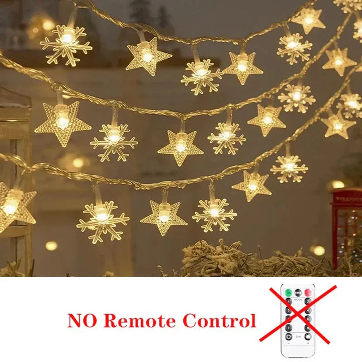 Rynx | Star Snowflake Christmas LED USB Battery 220V String Lights Fairy Lights Garland For Tree New Year Decorations 1.5M-30M Noël Navidad