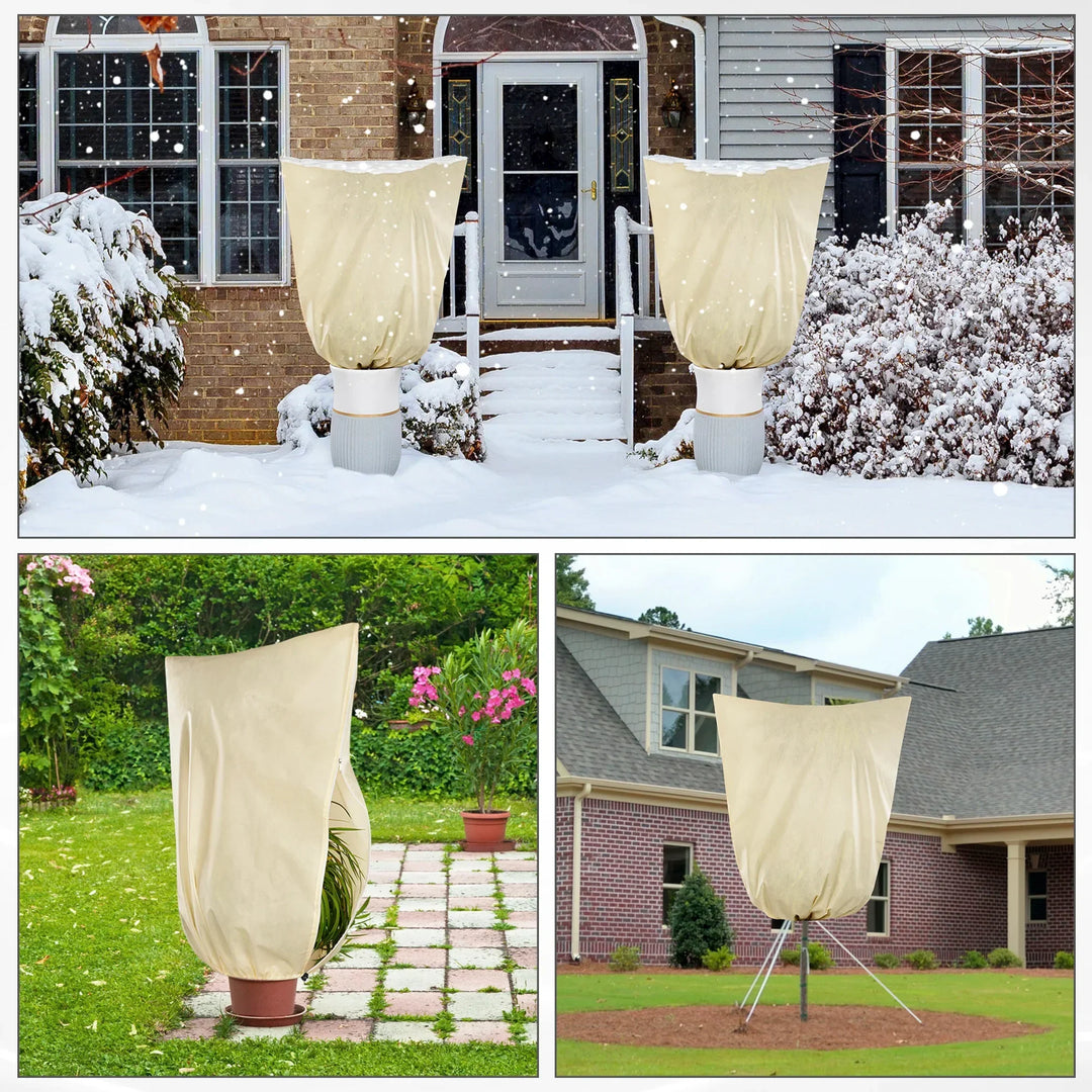 Lisslune | Winter protection cover for plants - Frost protection with zipper and drawstring, breathable for palms and potted plants in the garden