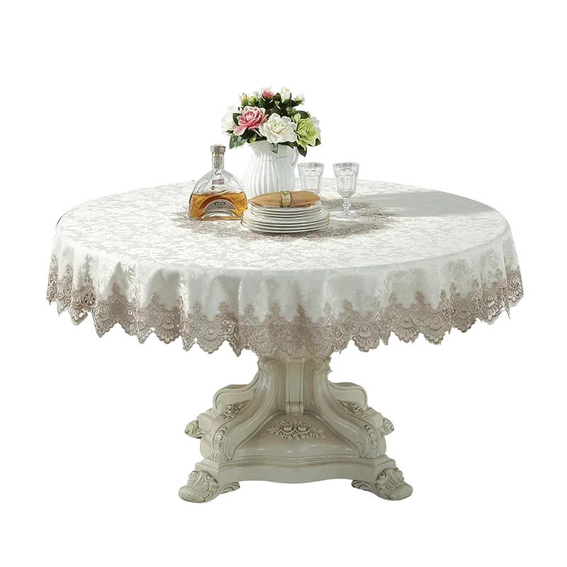 Rynx European Style Round Tablecloth, Elegant Lace Tablecloth, Dining Table Cloth, Kitchen Table Cover, Decorative Towel