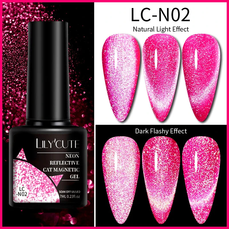 Rynx |7ML Snowlight Cat Magnetic Gel Nail Polish Grow-In-Dark Reflection Glitter Laser Semi-Permanent Soak Off UV Gel Nail Polish
