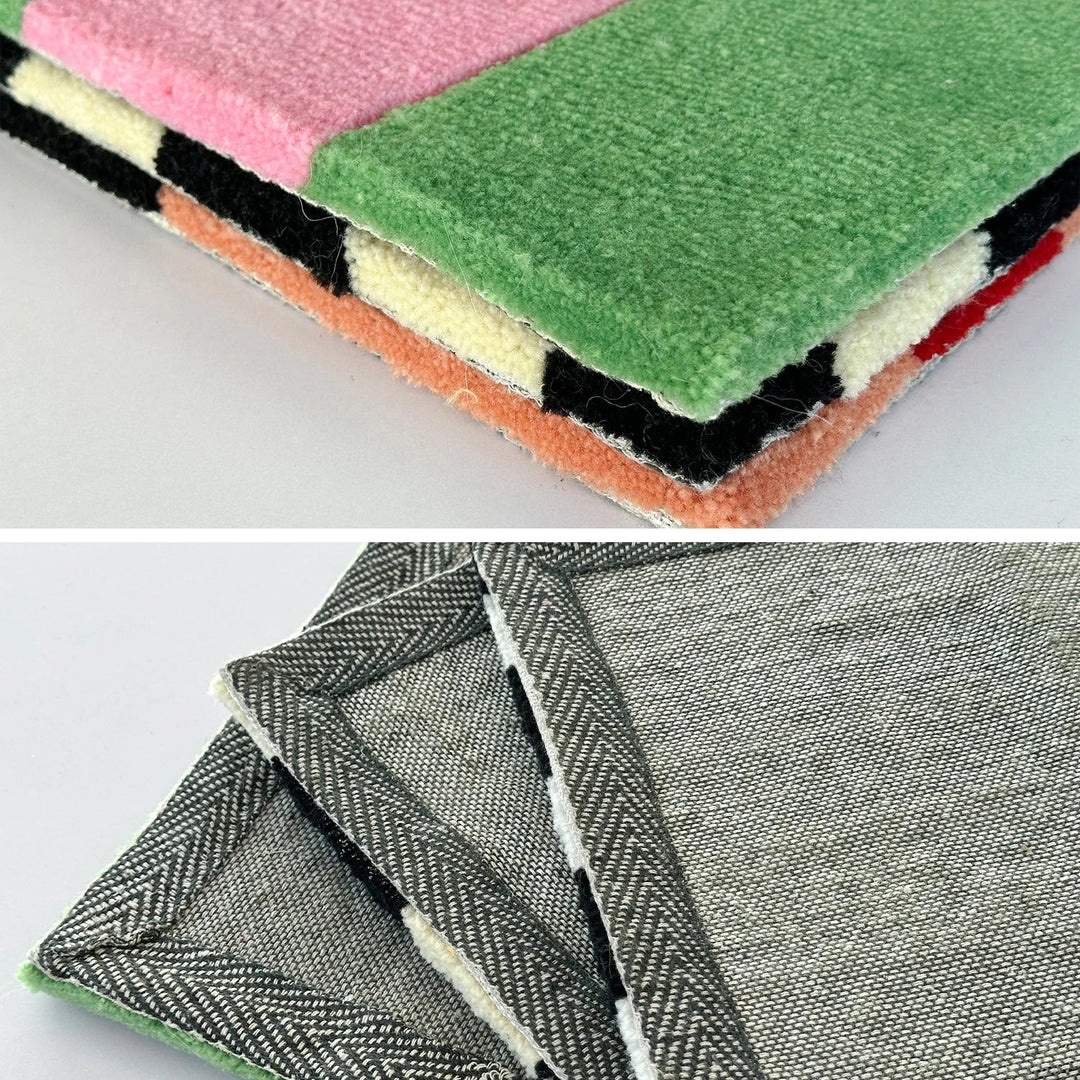 Rynx | Handmade Tufting Seat Cushion Mat Soft Square Geometric Grid Chair Sofa Pad Hanging Wall Decoration Tapestry Home and Office Decoration