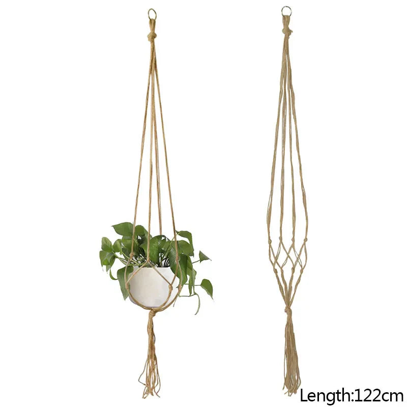 Rynx Macrame Handmade Plant Hanger Baskets Flower Pots Holders Balcony Hanging Decoration Knotted Lifting Rope Garden Supplies