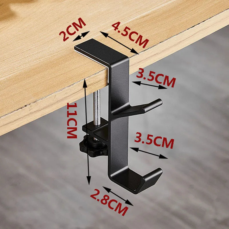 Rynx 1PC Adjustable Desk Edge Hook Gaming Headset Desk Holder Backpack Storage Hanging Hook Mount Drill-Free Home Office Organizer