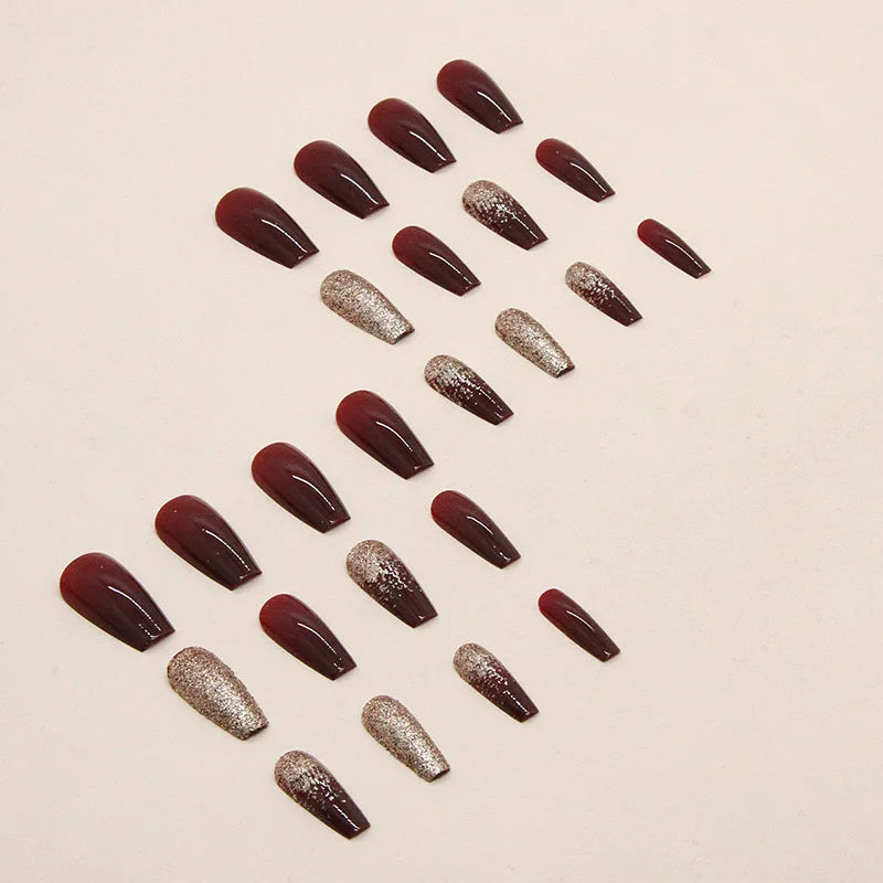 Lisslune | 24 Stück Kurze Französische Minimalistische Glitzernägel mit 1 Jelly Gel und 1 Nagelfeile