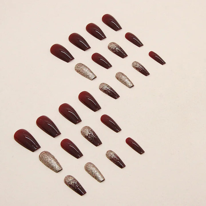Lisslune | 24 Stück Kurze Französische Minimalistische Glitzernägel mit 1 Jelly Gel und 1 Nagelfeile