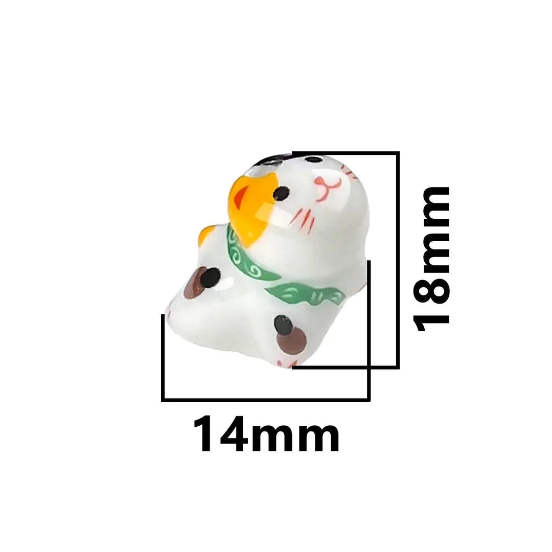 Lisslune | Charming anime-inspired lucky cat ceramic beads for creative jewelry projects - 15x21mm porcelain essentials with vertical hole