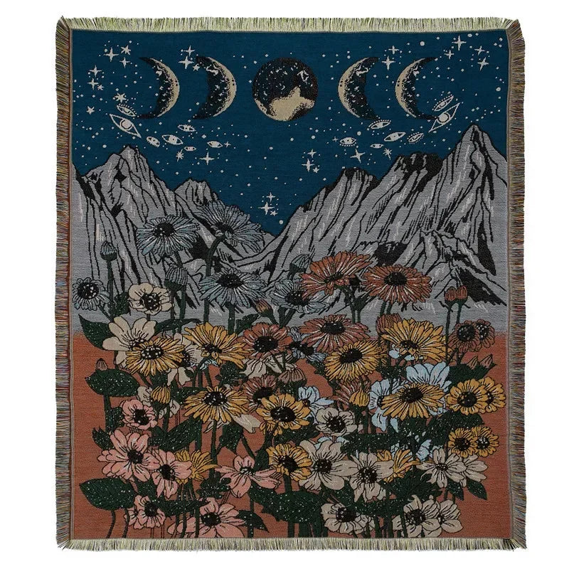 Lisslune | Sun & Flowers Wall Tapestry Blanket